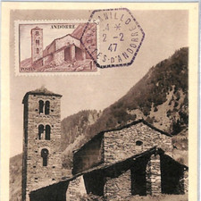ANDORRA (French) 1947 MAXI-CARD *S Joan De Caselles* Hex Cancel Postcard PX212
