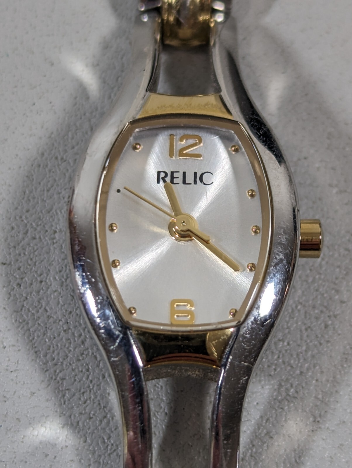 Relic Silver Tone Dial Rectangle Case Two Tone Br… - image 1