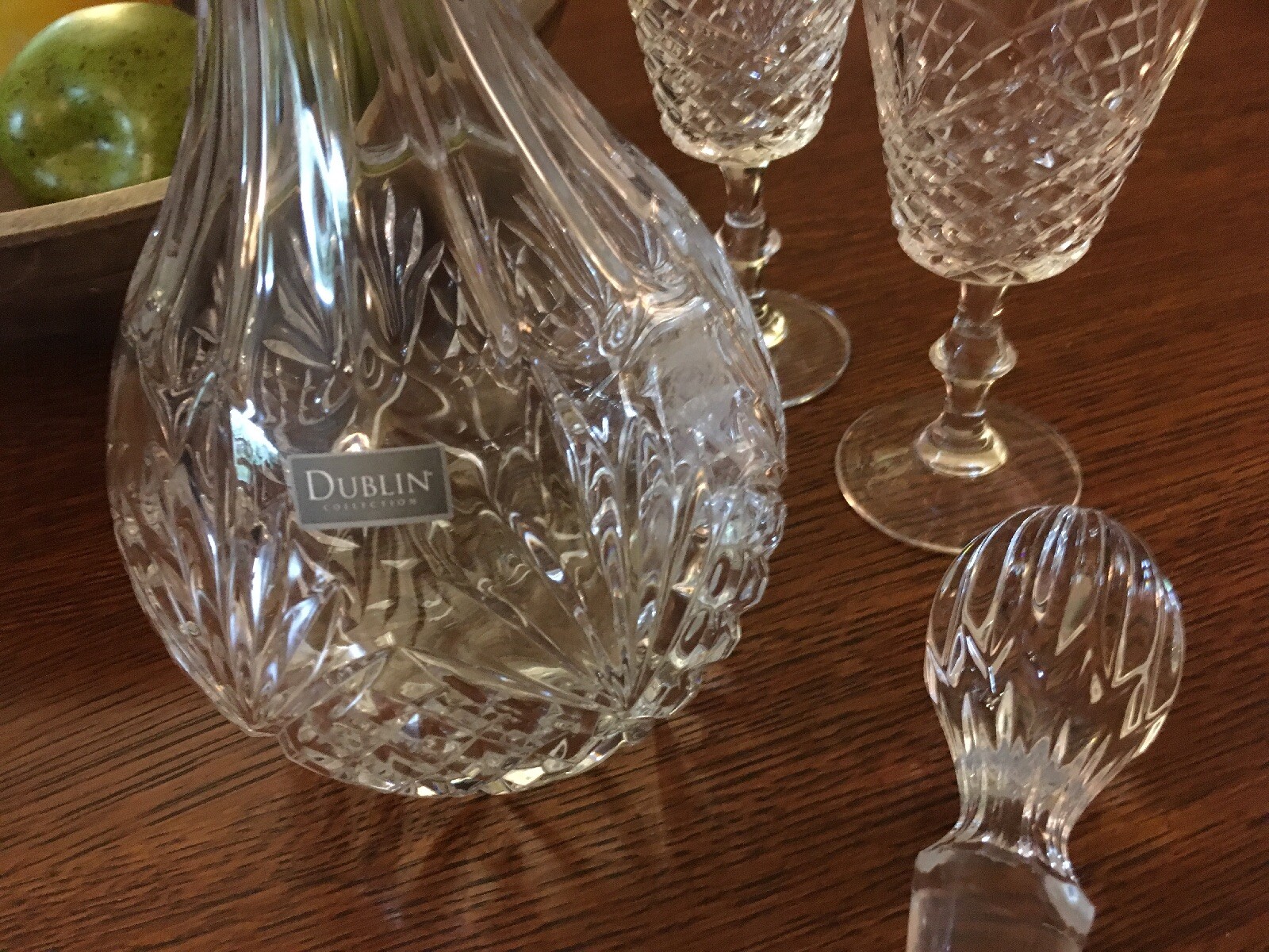 New DUBLIN IRISH CRYSTAL Decanter and Six (6) DUBLIN AVOCA SUITE Wine Glasses eBay