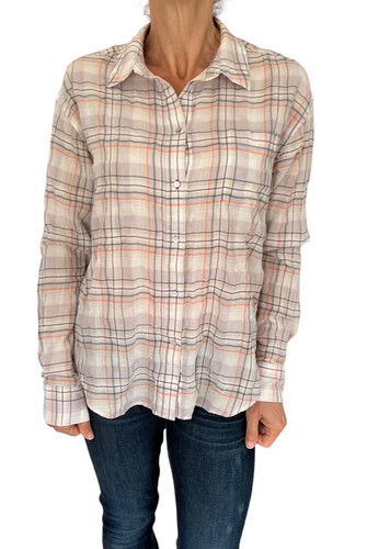 ELIZABETH & JAMES Carine Plaid Pastel Voile Button Down Shirt S  $172 SOLD OUT