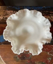 Vintage Fenton Hobnail White Milk Glass Open Candy Compote Pedestal Dish 8"