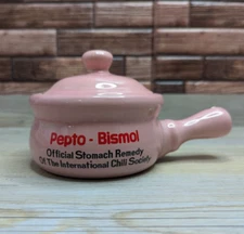 Pepto-Bismol International Chili Society Pink Ceramic Crock with Handle & Lid