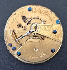 VINTAGE~1895 ELGIN G. M. WHEELER 18s~15J USA WATCH MOVEMENT  104