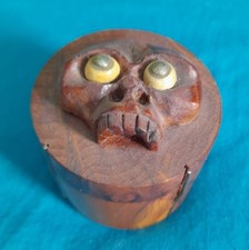 Small Yew box with skull lid