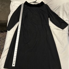 Talbots Black Ponte Sheath Dress Velvet Bow Neckline Sleeveless Size 12