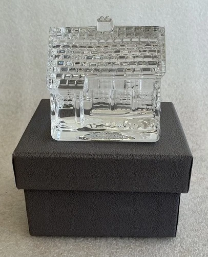VINTAGE WATERFORD CRYSTAL GLASS LISMORE VILLAGE SURGERY PAPERWEIGHT IN BOX LABEL