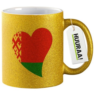 Glitzertasse Belarus Flagge Herz Geschenkidee Belarus Geschenk Präsent Mitbrings