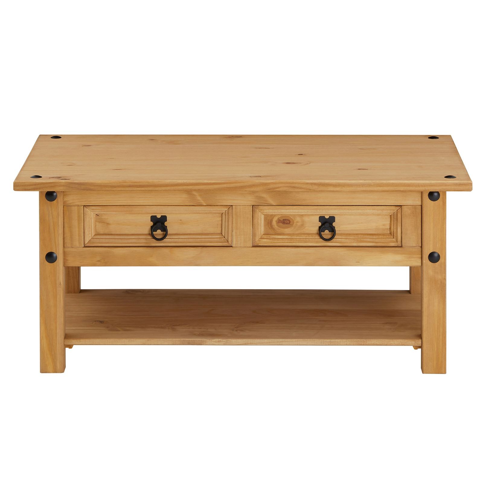 Table basse rectangulaire en bois cire pour un salon convivial style mexicain a tiroirs - 3