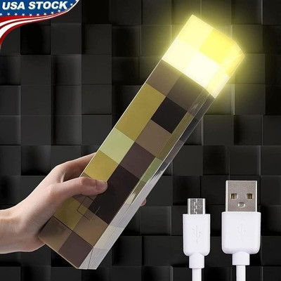 Light Up Wall Torch USB Battery Powered Night Lamp Handheld Mountable LED Brown
