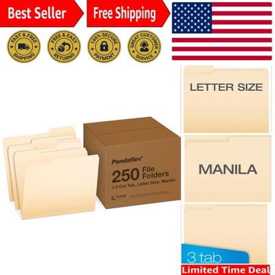 250 Durable Manila File Folders, 8.5'' x 11'' for Effortless Document Organization
