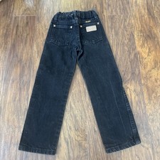 Wrangler Classic Straight Boys Size 5 Slim Snap Zip Denim Black Jeans 5 Pocket