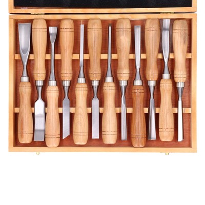 12PCS Holz Carving Tools CRV Blade Holzgriff Gravieren Meißel Set Für H UB