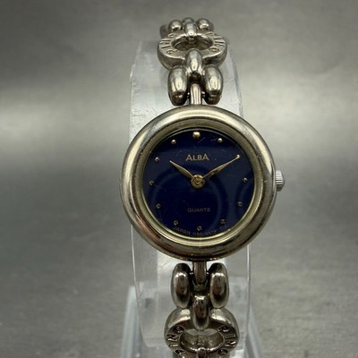 Seiko Alba Watch Women 19mm Blue Dial Silver Tone Round Y150-0G30 New Battery