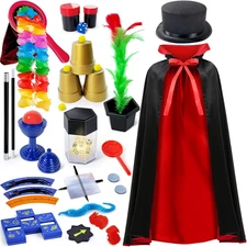 Kids Magic Kit, Magician Costume for Pretend Play, Magic Set with Instructions f