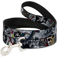 "Dog Leash Dead Men Tell No Tales CLOSE-UP White Narrow 0.5\" (Us Import)"