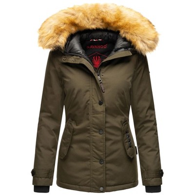 Navahoo warme Damen Winter Jacke Winterjacke Parka Mantel Laura2 Kunstfell B392