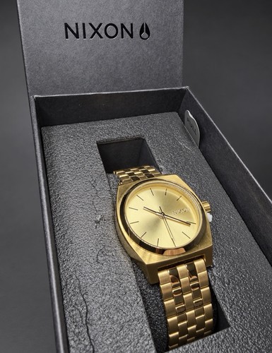 Nixon Medium Time Teller Gold Quartz Analog Watch 100m, Box & Manual