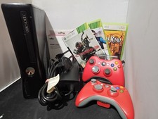 Xbox 360 Slim S 120gb Console Bundle 2x Controllers 4x Games All Cables VGC!