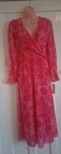 Dress Pink Size M New with tags Floral Print Wrap waist  fully lined 