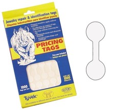 1000 pcs Jeweller Repair, Price and Identification Tags 1" x 2", White