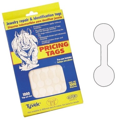 1000 pcs Jeweller Repair, Price and Identification Tags 1'' x 2'', White 