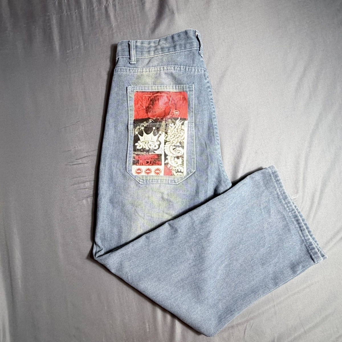 JNCO Denim XL Jeans Embroidered Patch Back Pocket Skater Grunge