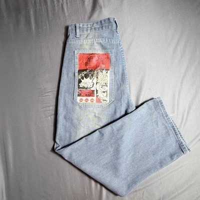 JNCO Denim XL Jeans Embroidered Patch Back Pocket Skater Grunge