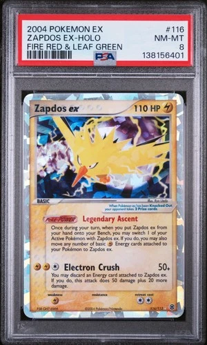 ZAPDOS EX HOLO 116 FIRE RED & LEAF GREEN POKEMON PSA 8