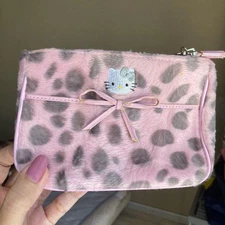 Sanrio Hello Kitty Pouch Embroidery Dalmatian Retro Animal Pattern Pink USED K