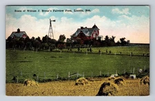 Lincoln NE-Nebraska, William J Bryan's Fairview Farm, Vintage Souvenir Postcard