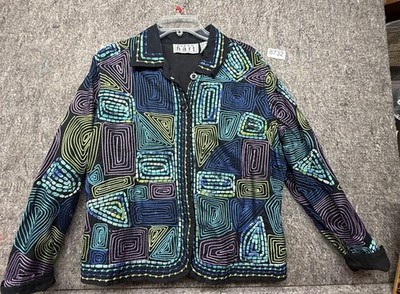 Keren Hart Jacket Woman s Abstract Button Up Size L