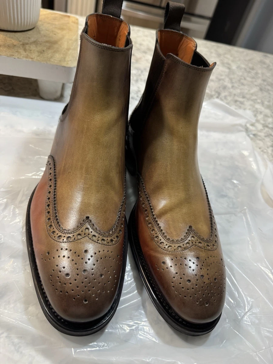 Santoni Hand Made Italy Monk Strap Ankle Boots Cognac Brown 8.5 UK / 9.5 US Santoni Boots for Men for Sale - Shop New & Used Men main image 4