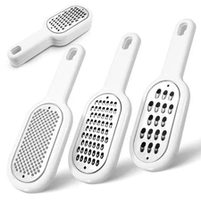 3 Pack Hand Held Cheese Grater for Kitchen Stainless Steel Small Stackable