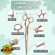 Kenchii Rose Dog Grooming Scissors 8 Inch Straight Shears Sharp