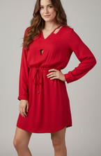 WITCHERY Dress 6 Red Tie Waist Asymmetric Cut-outs Party Travel Cruise Work