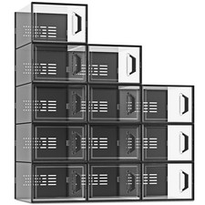 X-Large Shoe Storage Box Fit Size 11, Clear Plastic Stackable Shoe Organizer ...