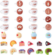 32Pcs Miniature Food Doll House Accessories Mini Resin Coffee Cake Decoration 16