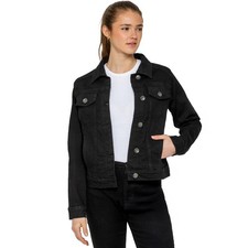 Enzo Womens Denim Jacket Ladies Stretch Casual Button Up Classic Jeans Coat UK