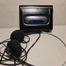 VINTAGE SANYO MGP21 Cassette Player w/ Headphones for Parts or Repair - READ