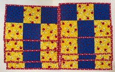 Set of 8 Table/Place Mats, Quilted, Handmade, Apple theme