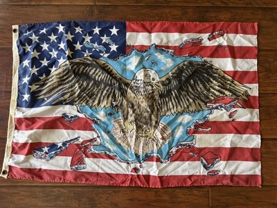 American Eagle Flag USA Eagle Double Sided Vintage Brass Grommets