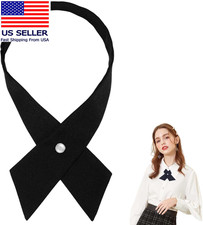 School Ties, Adjustable Criss-Cross Black Bow Tie, Pre Tied Black Tie for Women