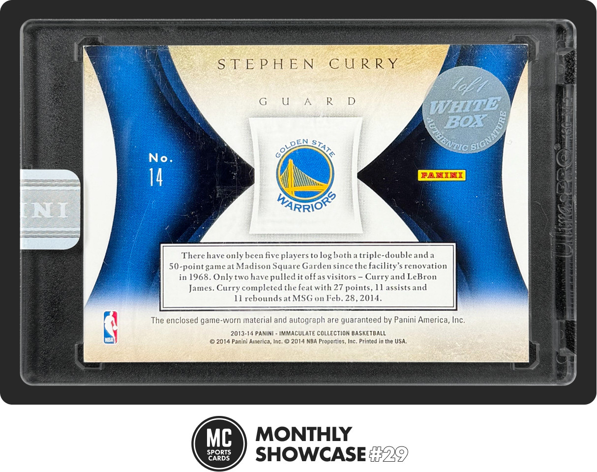 STEPHEN CURRY 2013-14 IMMACULATE #14 GAME-USED PREMIUM PATCH AUTO WHITEBOX 1/1 view 2