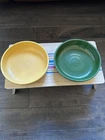 Two Vintage Fiesta Forest Green and Yellow 6 Inch Dessert Bowl