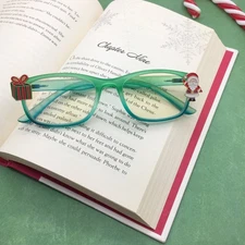 Christmas Reading Glasses Seasonal Holiday Readers Green Eyeglasses Santa Gift