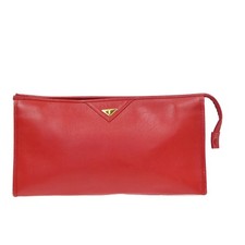 SAINT LAURENT YSL Plate Logo Clutch Bag Red GHW 08TA670