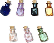 Mini Glass Color Bottles - Cute Rectangle Bottles With Cork - Little Gift Jars V
