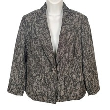 Coldwater Creek Black Grey Abstract Textured Blazer Jacket P12 Petite Profession