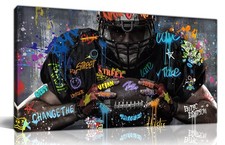 American Football Canvas Wall-Art for Bedroom - Room Decor for Teen Boys - Gr...