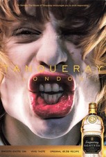 Postcard Tanqueray Malacca Gin Alcohol Bottle Exaggerated Red Lips AD